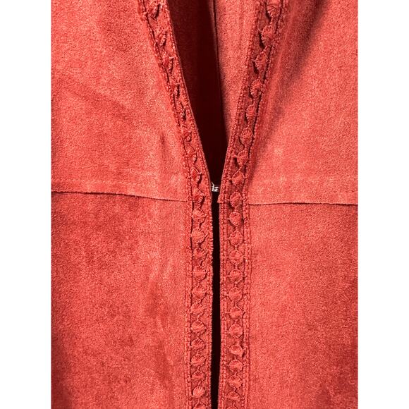 Davi & Dani Faux Suede Kimono Cardigan Boho Fringe Crochet Lace Rust NEW Size L - Picture 6 of 15